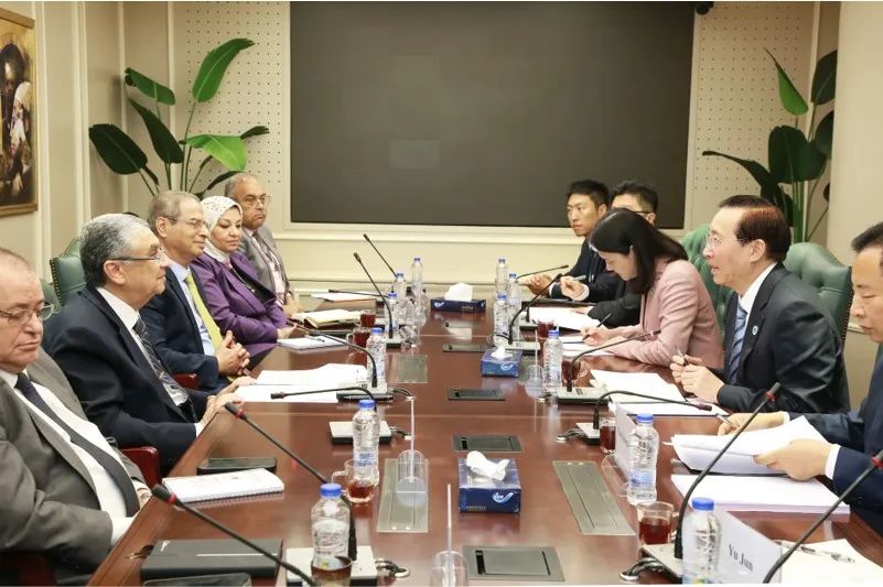 國家電網(wǎng)董事長辛保安與埃及電力部部長沙赫爾、中國駐埃及大使廖力強(qiáng)會(huì)談